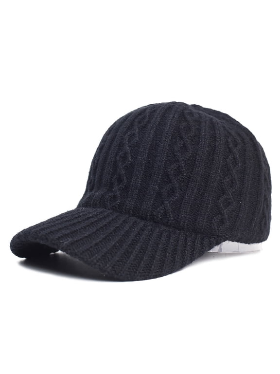 Women's Knit Baseball Cap - Free Size, Black, Stretchy Nylon-Spandex Blend, Warm & Multi-functional for Everyday, Outdoor & Fall/Winter Wear