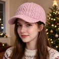 thumbnail image 1 of VONCOS Women Cable Knit Baseball Cap for Women Thick Warm Fall Winter Knitted Hat with Adjustable Strap for Daily Outdoor Use, 1 of 4