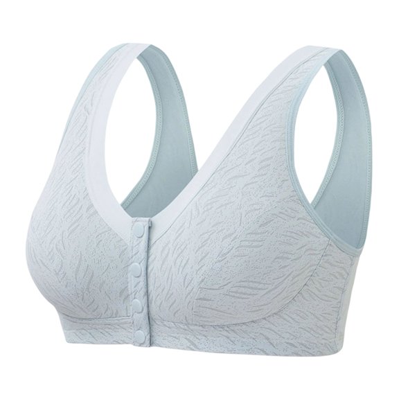 VONCOS Women's Plus Size 2XL Green Cotton Bra - Wireless Front Closure, Adaptive Post Surgery Comfort, Wide Strap Full Coverage, Breathable Sleep & Daily Wear Bra