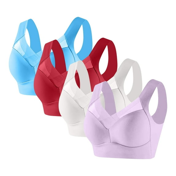absanyy Women's Plus Size Wireless Bras 4 Pack - L, Purple Racerback Comfortable No Underwire Loungewear & Athleisure Bras