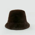 thumbnail image 1 of absanyy Women's Plush Bucket Hat - Coffee, One Size Fits Most, Warm Faux Fur-like, Vegan, Trendy for Fall Winter, Cozy Stylish & Easy Care, 1 of 3