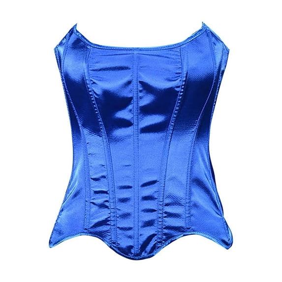 absanyy Women's Satin Corset Top - Square Neck Boned Waist Cinching Strapless Bustiers, Fashion & Costume Use, Plus Size Friendly