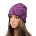 thumbnail image 1 of absanyy Women's Slouchy Knitted Acrylic Beanie - Purple, One Size Fits Most, Warm, Ribbed, Machine Washable for Cold Weather & Daily Wear, 1 of 2