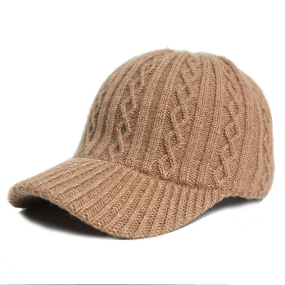 VONCOS Women's Stretchy Cable Knit Baseball Cap - Coffee, Free Size, Warm for Fall Winter, Multi-Functional Textured Everyday Wear