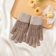 thumbnail image 1 of absanyy Women's Touchscreen Gloves - Acrylic Colorblock Knit, Khaki, Thermal & Functional, One Size Fits Most for Cold Weather, 1 of 4