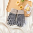 thumbnail image 1 of absanyy Women's Touchscreen Gloves - Gray Two-Tone Acrylic Knit, Thermal, Cuffed, One Size Fits Most for Winter Daily Use, 1 of 4