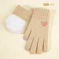 thumbnail image 1 of absanyy Women's Touchscreen Gloves with Heart Design, Fleece Trim, Warm Polyester, Beige, One Size Fits Most, 1 of 3