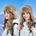 thumbnail image 1 of absanyy Women's Trapper Hat - Faux Fur Lined, Adjustable Ear Flaps, Water-Resistant, Machine Washable, Brown, Free Size, 1 of 5