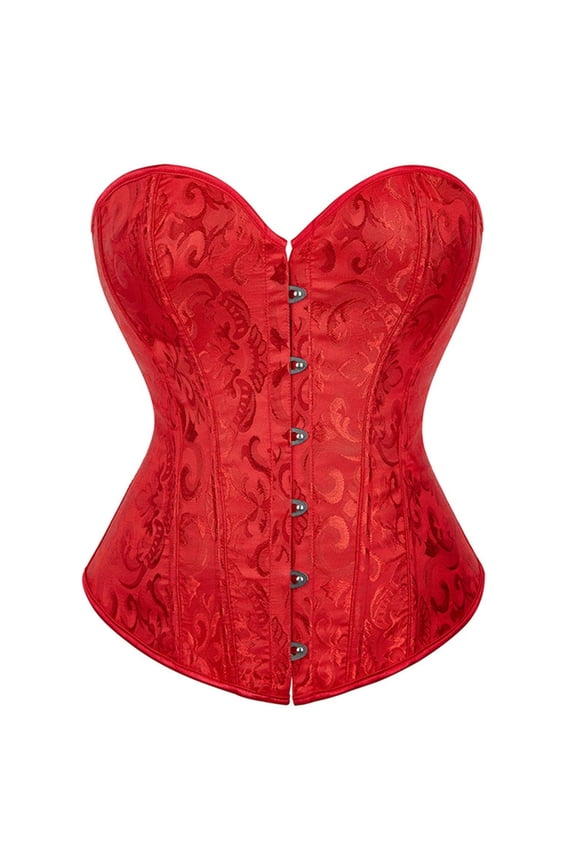 Women's Vintage Corset - Ornate Pattern Front Button Bustiers, Polyester Waist Cincher for Party Wedding Renaissance Fair