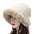thumbnail image 1 of absanyy Women's Winter Bucket Hat with Faux Fur Trim - Warm, White, Free Size - Affordable for Cold Weather, Daily Use & Gifting, 1 of 2