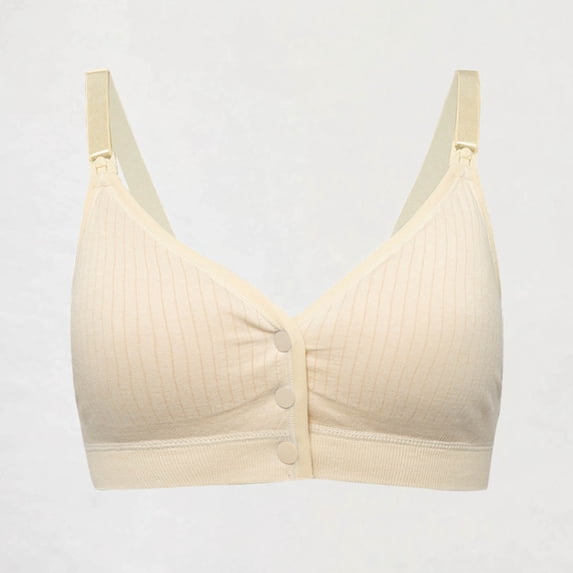 VONCOS Women's XL Nursing Bra - Front Closure Wirefree Stretchy Comfort Maternity Bra for Breastfeeding & Everyday Wear, Beige