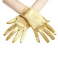 thumbnail image 1 of absanyy Women's Yellow Satin Gloves - One Size Fits Most, Vintage Formal for Weddings, Proms, Cosplay & Daily Elegance, 1 of 2