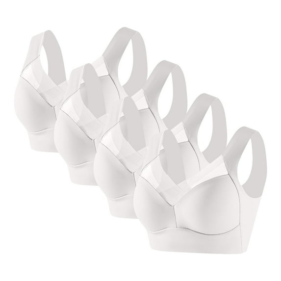 Ralphats Womens 4 Pack Plus Size 4XL Wireless Bras - Racerback Seamless White Bras, Comfortable Breathable Everyday Loungewear for All Day Wear