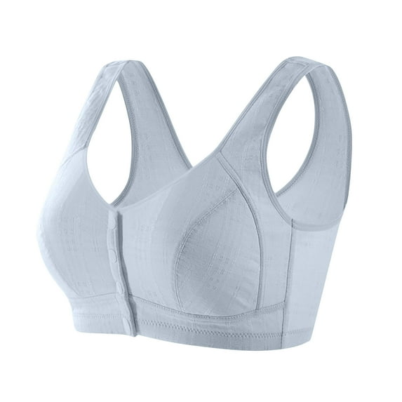 absanyy Womens Cotton Wirefree Front Closure Bra - 4XL Plus Size, Breathable Post-Surgical Nursing Bra with Wide Straps, Blue Comfort Fit