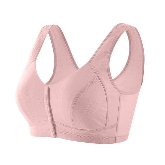 Ralphats Womens Plus Size 2XL Front Closure Cotton Bra - Wireless Breathable Post-Surgery Nursing Bra for Everyday Comfort, Easy On/Off Pink