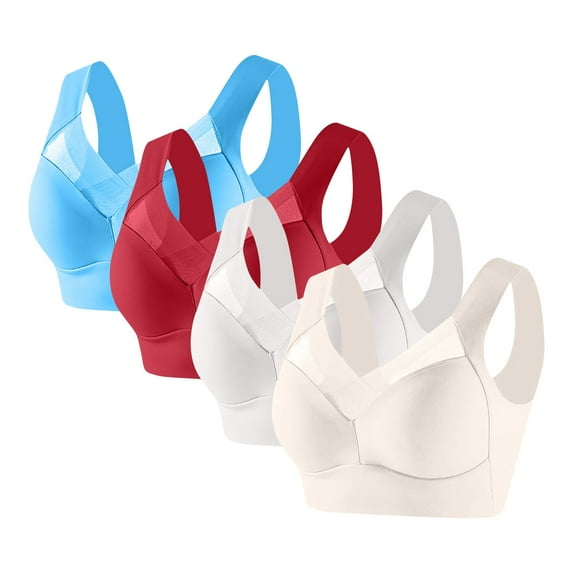 absanyy Womens Plus Size 3XL Wireless Bras 4 Pack - Beige No Underwire Bralette, Supportive Comfort for Everyday & Sleep Wear