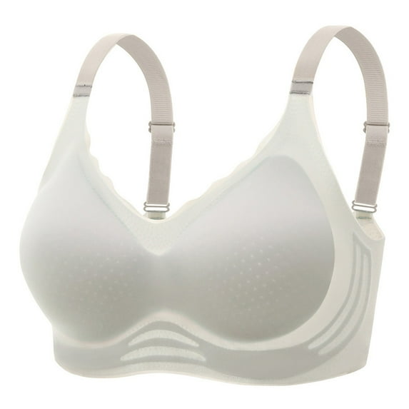 absanyy Womens Plus Size Wireless Bra - 2XL White, No Underwire Seamless, Breathable Everyday Comfort, Adjustable Straps, Molded Support Cups