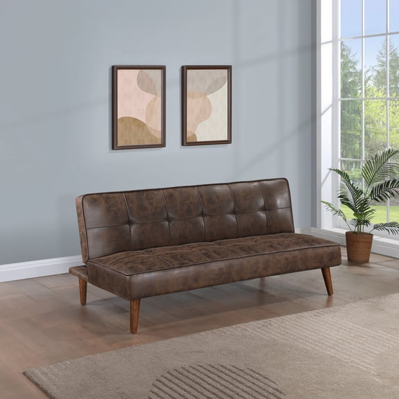Ralston Dark Coffee Upholstered Convertible Sofa Bed