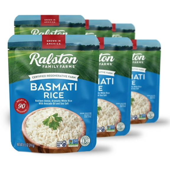 Ralston Family Farms Basmati Rice, 8.5 OZ, Ready in 90 Seconds, 6 Pack