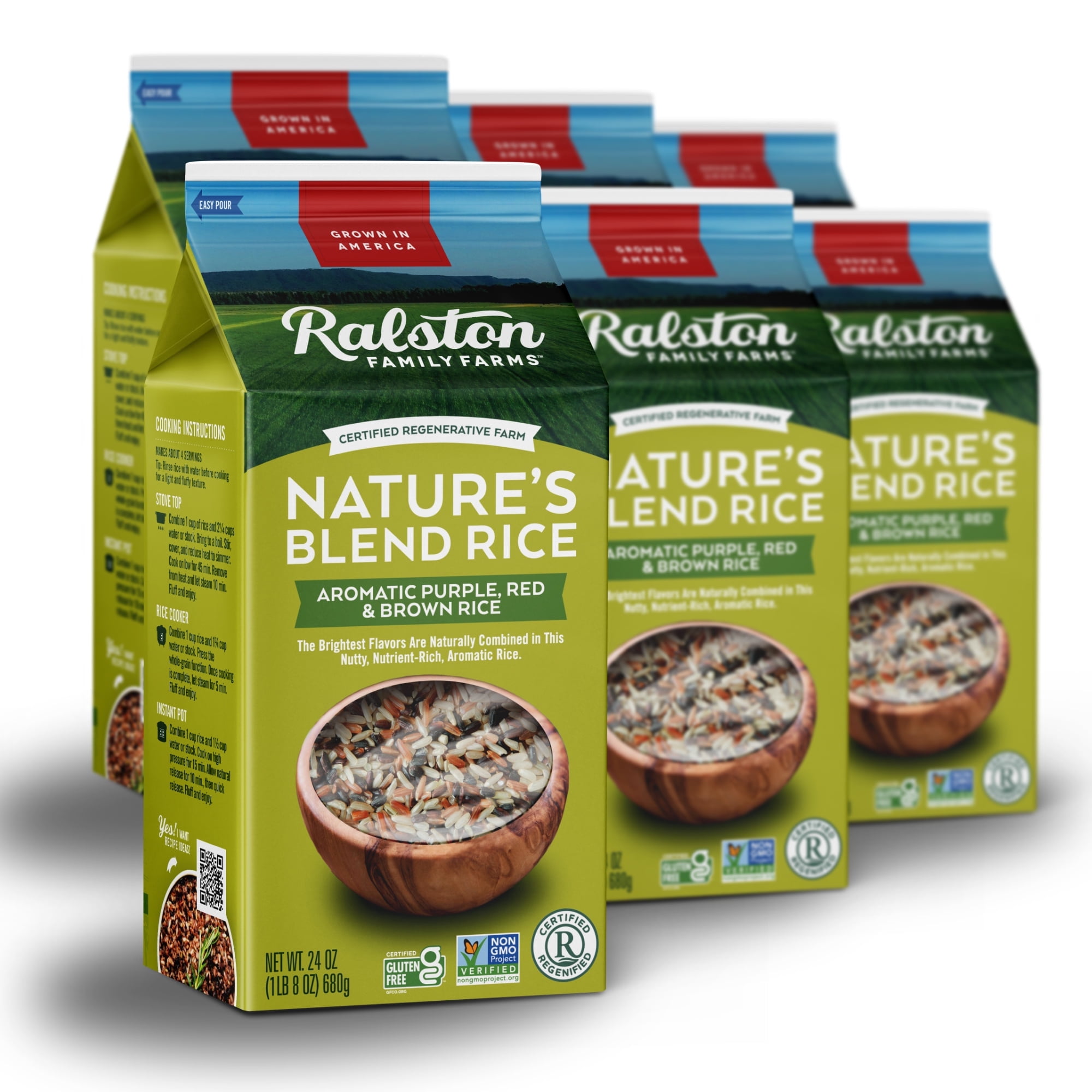 Ralston Family Farms Nature's Blend Rice, 24 oz Carton: 6 Pack, American Grown, Non-GMO, Naturally Gluten Free