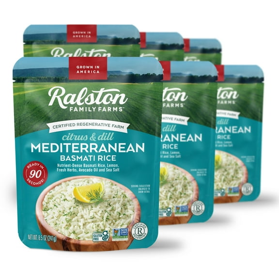 Ralston Family Farms Mediterranean Basmati Rice, 8.5 OZ, Ready in 90 Seconds, 6 Pack