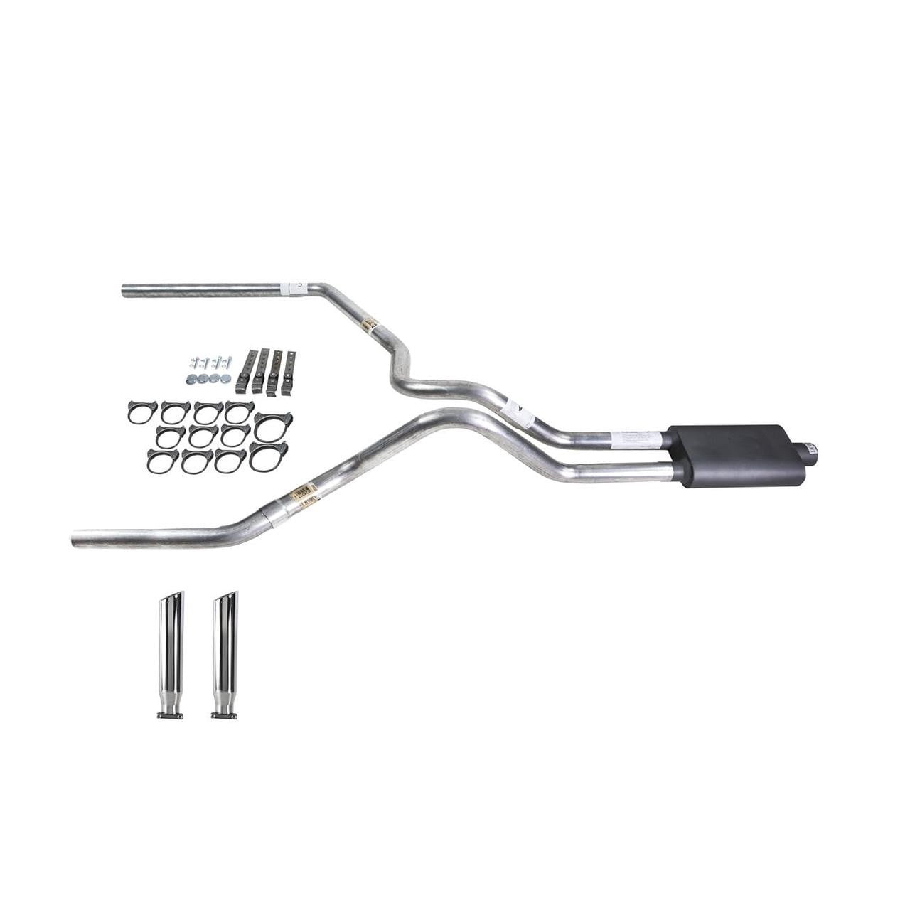 Dodge Ram 1500 Truck 04-08 2.5 Dual Exhaust Flow II Stainless Muffler Slash Tip