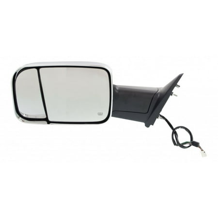 For Ram 1500 2013 14 15 2016 Towing Mirror Driver Side | Power | Heated | Chrome | w/ Memory | w/ Turn Signal | w/ Puddle Light | Replacement For CH1320351 | 68412813AB, 68285867AD
