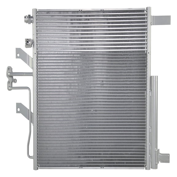 For Ram 1500 2019 2020 2021 A/C Condenser | 21.78 In. Height | w/ Receiver/Dryer | w/ Transmission Oil Cooler | Block Fitting | Parallel Flow Condenser | Replacement For CH3030270 | 68312697AC
