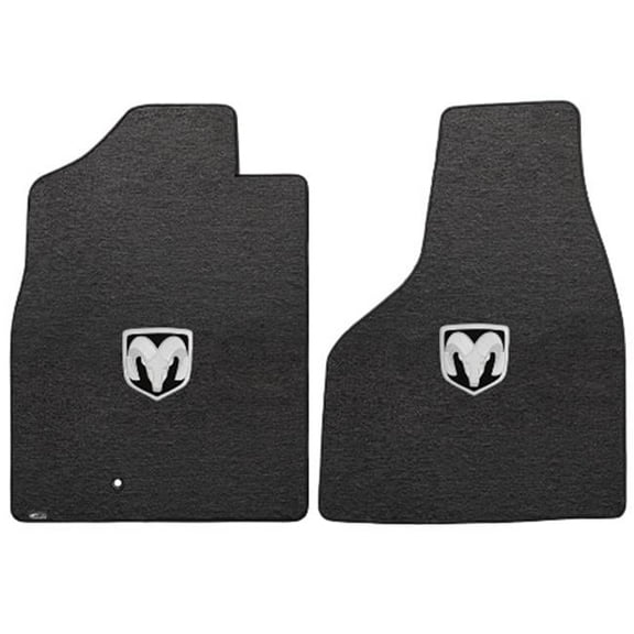 Ram 1500 Quadcab Pickup 2009-2012 2 Piece Front Ebony Velourtex Silver Ram Logo Mat