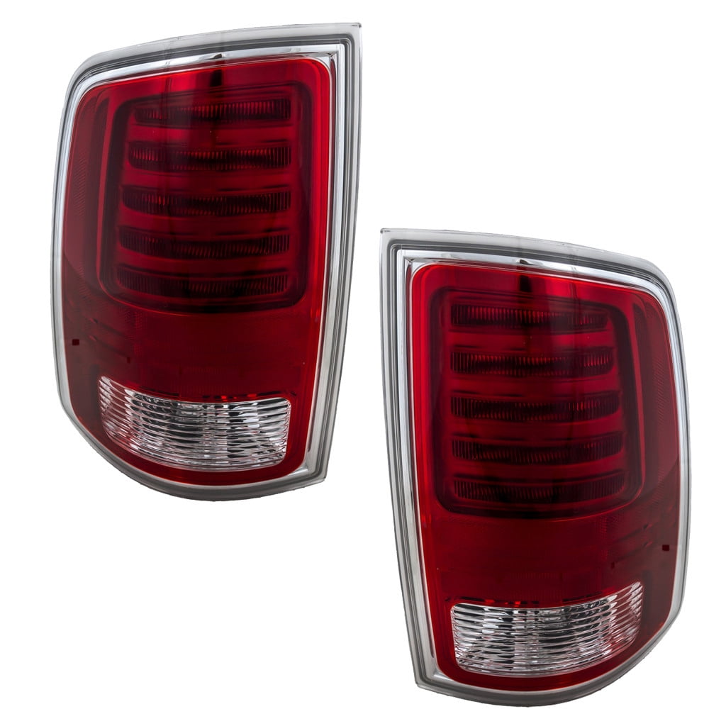 For Ram 2500/3500 2014 15 16 17 2018 Tail Light Assembly Driver And Passenger Side | Pair | Rear | LED | Premium Type | Chrome | Replacement For CH2800203, CH2801203 | 68093079AC, 68093078AC