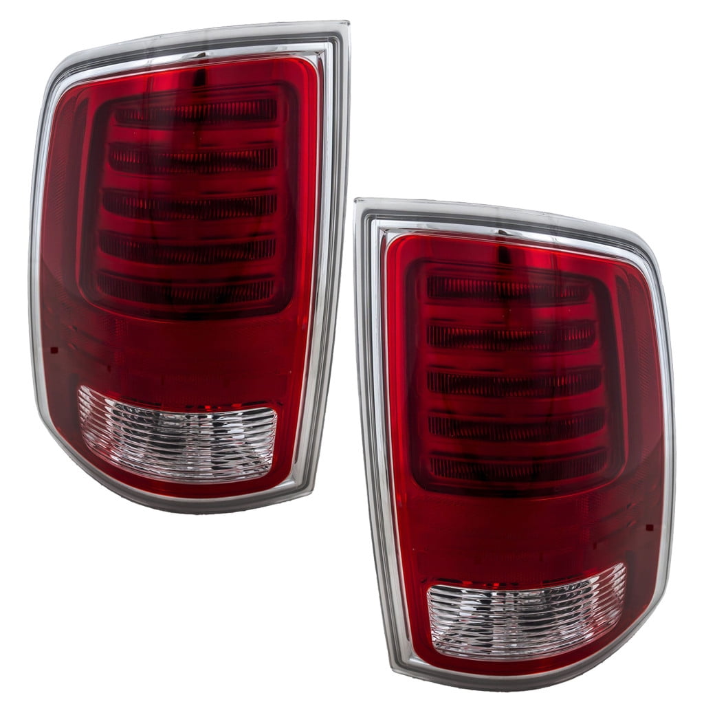 For Ram 2500/3500 2014 15 16 17 2018 Tail Light Driver And Passenger Side | Pair | Rear | CAPA | LED | Premium Type | Chrome | Clear and Red Lens | For CH2800203, CH2801203 | 68093079AC, 68093078AC