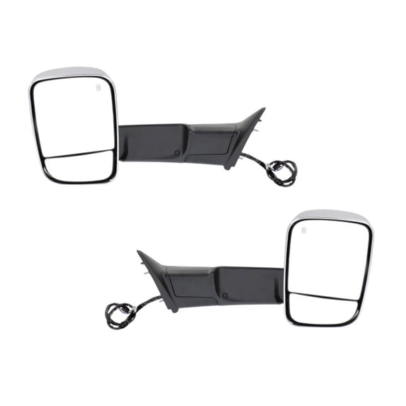 For Ram 3500 2015 2016 Door Mirror Driver and Passenger Side | Pair | Power | Heated | With Memory | With Power Folding | Chrome | With Turn Signal | CH1320398, CH1321398 | 615343562353, 615343560816