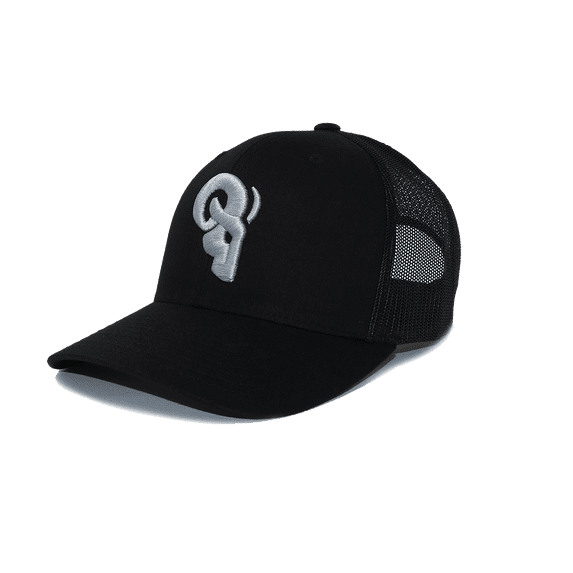 Ram Advantage Trucker Hat - Adjustable Snapback for Men and Women - Black Silver