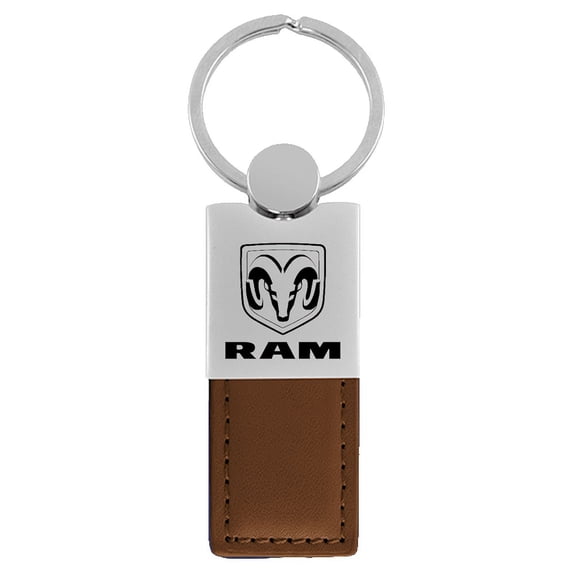 Ram Logo Brown Duo Leather Key Chain Fob Official Licensed