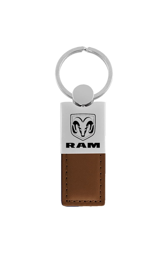 Ram Logo Brown Duo Leather Key Chain Fob Official Licensed