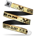 thumbnail image 1 of Ram Belt, Seatbelt Buckle Belt, Ram Logo Pistons Guts Glory Weathered Chocolate Brown, 44 to 63 Inches, 1 of 1