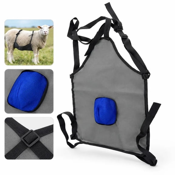 Ram Breeding Apron, Breathable Mesh Sheep Anti-Mating Belly Cover, Reusable Livestock Breeding Management Harness for Rams and Goats, Blue