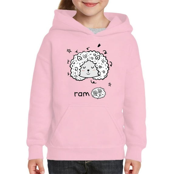 Ram Face Doodle Hoodie Juniors -Image by Shutterstock, Small