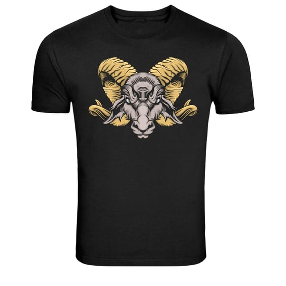 Ram Goat Head Horns Animal Mascot Graphic T-Shirt