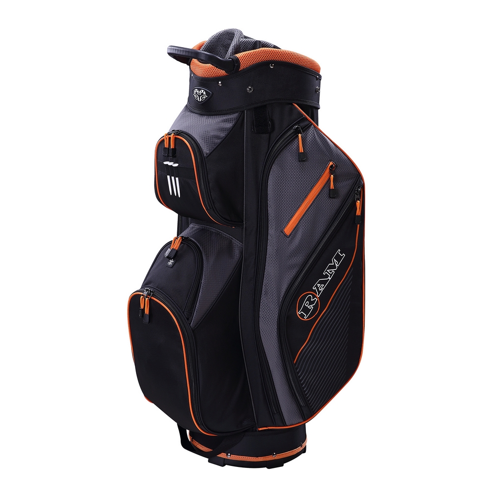 Ram Golf Lightweight Cart Bag with 14 Way Dividers Top Grey/Silver/Orange