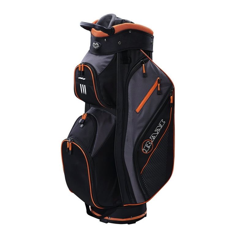 Ram Golf Lightweight Cart Bag with 14 Way Dividers Top Grey Silver Orange Walmart