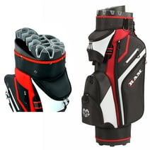 Ram Golf Premium Cart Bag with 14 Way Molded Organizer Divider Top Black Red
