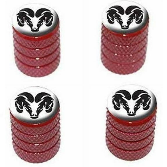 Ram Head Aluminum Valve Stem Caps, Red, 4 Piece
