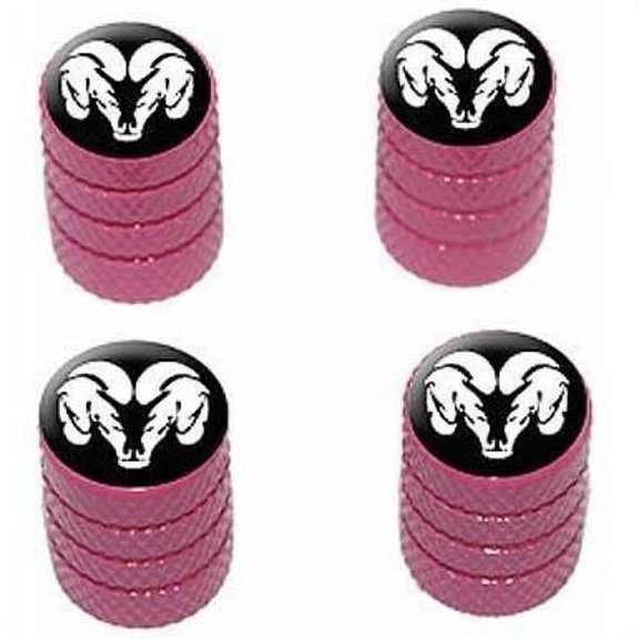 Ram Head White on Black Tire Rim Wheel Aluminum Valve Stem Caps, Multiple Colors
