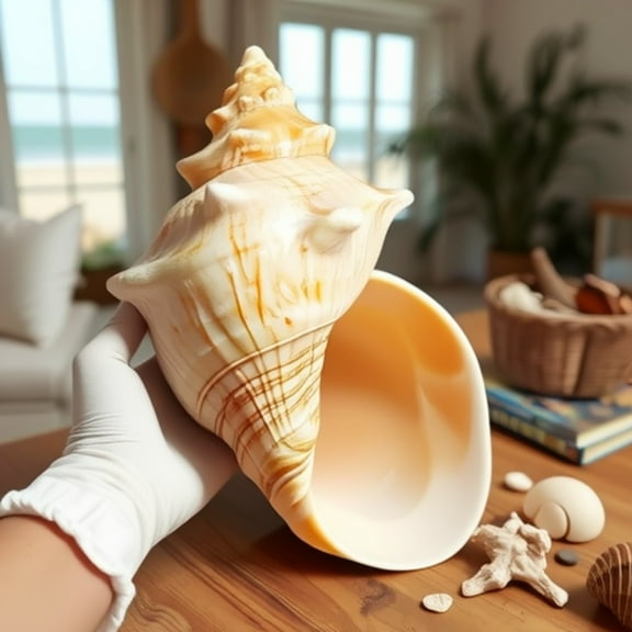 Ram Horn Conch Turban Shell Natural Sea Shell Ornament Coastal Aquarium Decor Home Display Specimen 16 to 18cm