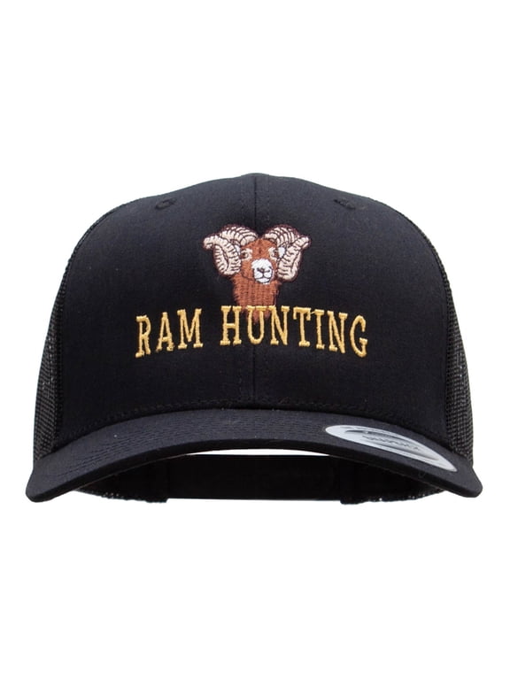 Ram Hunting Embroidered Retro Trucker Cap - Black OSFM