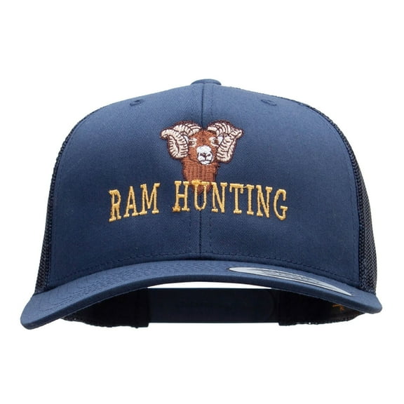Ram Hunting Embroidered Retro Trucker Cap - Navy OSFM