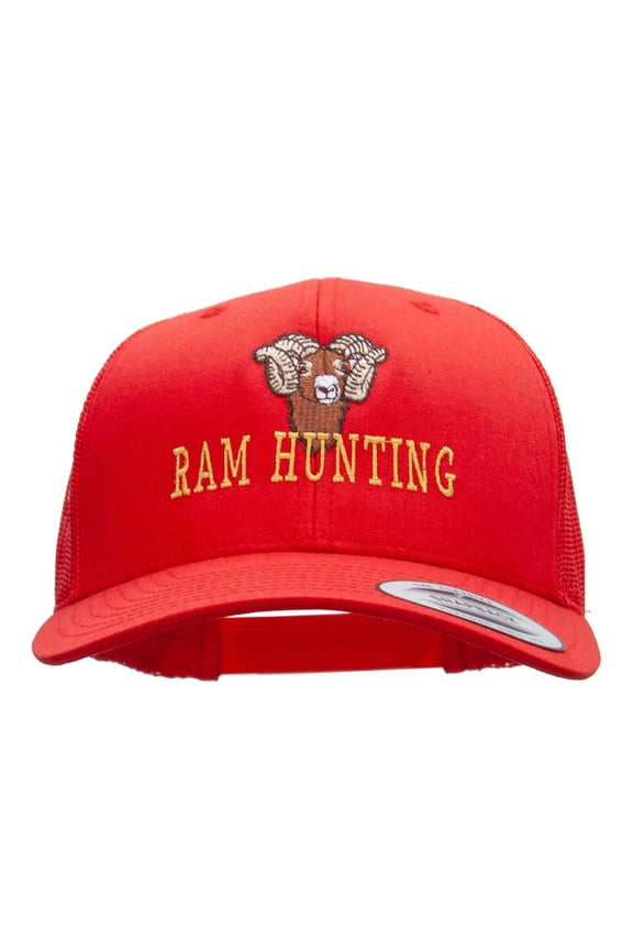 Ram Hunting Embroidered Retro Trucker Cap - Red OSFM