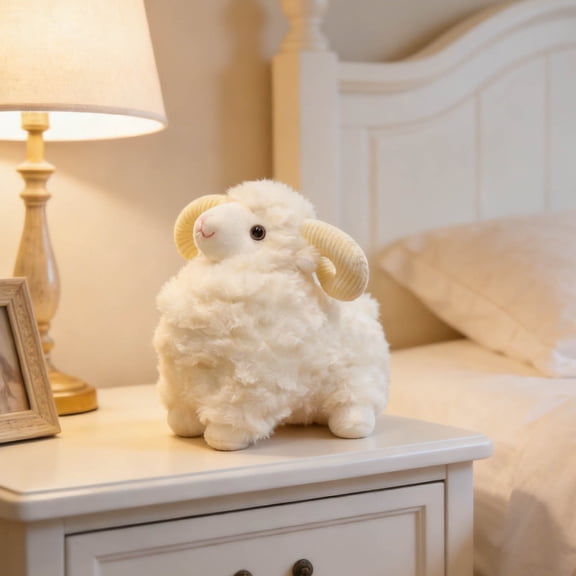 Ram Lamb Plush Soft Sheep Stuffed Animal Cozy Farm Lamb Doll Toy For Home Decor(White-8.7In)#1476