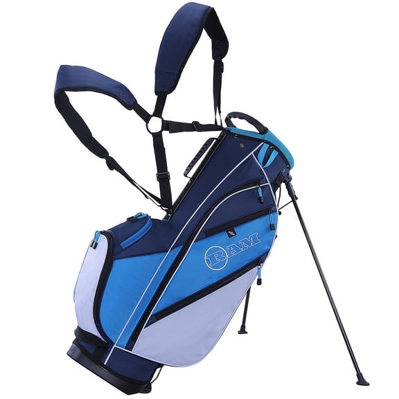 Ram Lightweight Stand Golf Bag, Nylon Blue, 6 Pockets